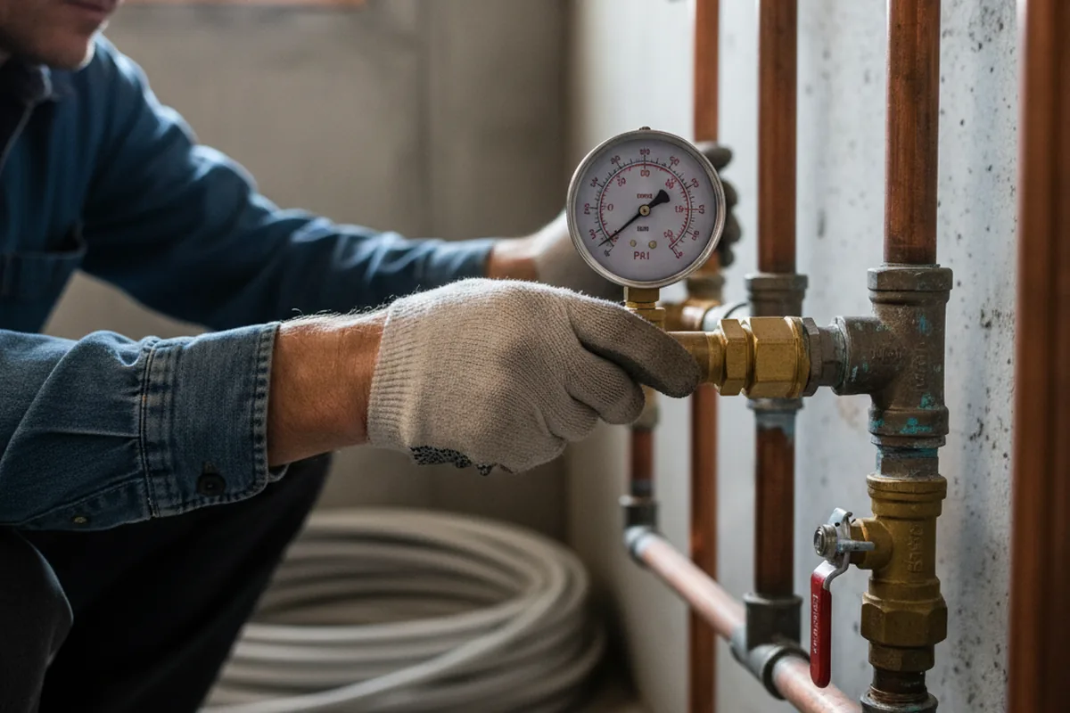 Pressure testing a repaired line during Water Line Repair in Westover
